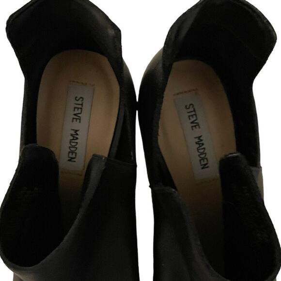 Steve Madden Black Leather Nello Peep Toe Bootie Sz 10 - Picture 6 of 8